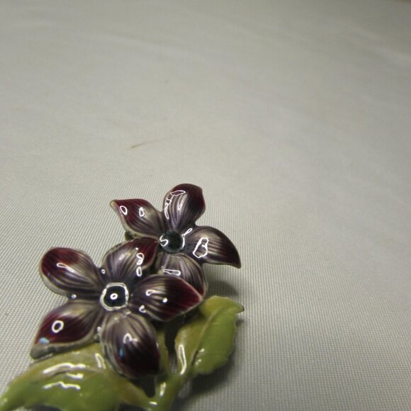 Broach Pin Floral Flower Purple Gray - Picture 5 of 7